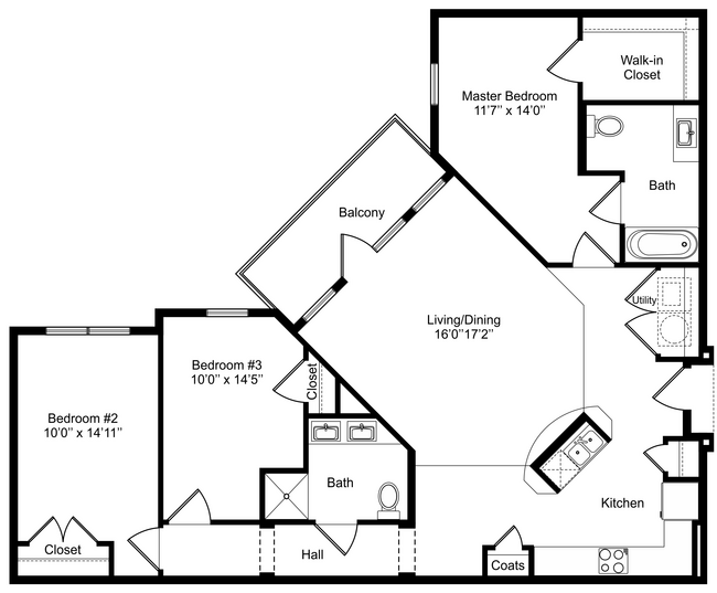 3 Beds • 2 Bath 4208 floor plan